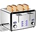 Produktbild LOFTer Toaster 4 Scheiben mit LED Anzeige 4er Toaster aus Edelstahl mit 6 Bräunungsstufen, Brotzentrierung, Breite Schlitz, Krümelschublade, Auftau/Aufwärm/Stopp Funktion Toaster