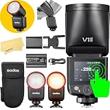 GODOX V1 Mid N Flash pour Nikon Appareils Photo Speedlite,55Ws,2,4GHz TTL 1/8000 HSS,650 éclairs à Pleine Puissance,Temps Recyclage 1,7s,Batterie Lithium 7,2V/2200mAh,Lampe Pilote LED 2W 10 Niveaux
