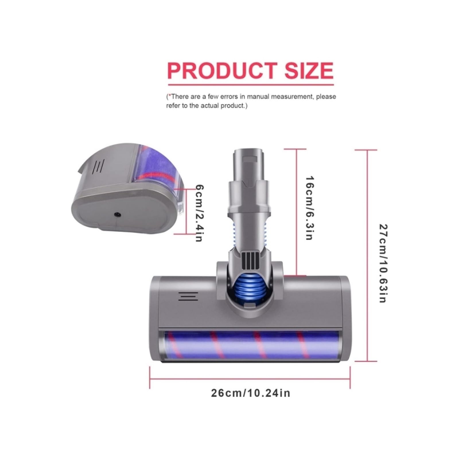 Compatible con Dyson V6 DC58 DC59 DC61 DC62. Cabezal De Cepillo De Suelo Motorizado For Aspiradora, Cabezal De Rodillo Barredor Suave, Repuesto De Cepillo De Suelo(2pcs)
