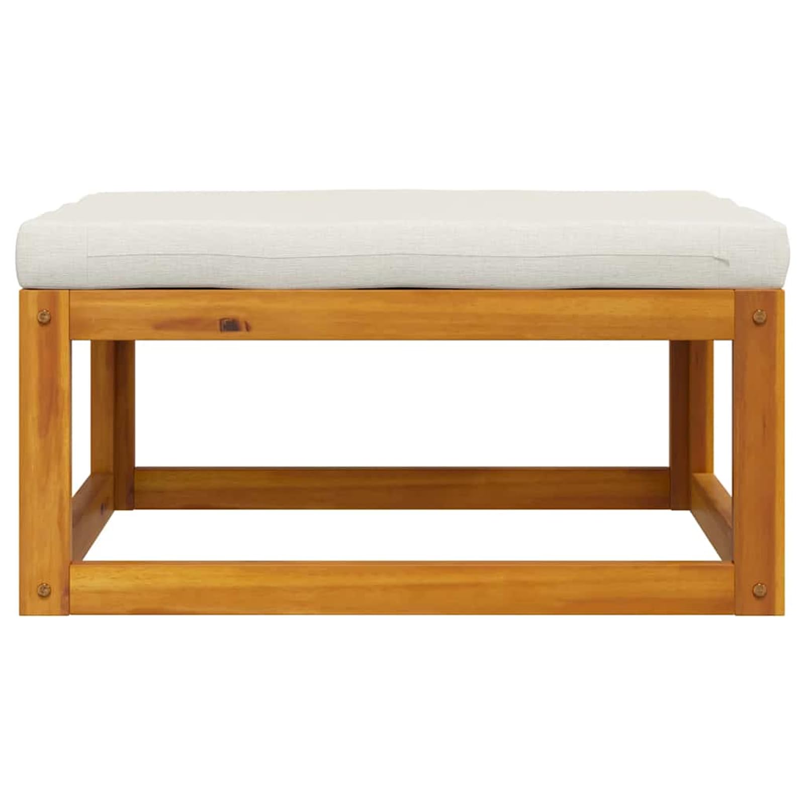 WGYHOME - Juego de muebles de balcón de madera maciza de acacia con cojín blanco crema, juego de muebles de jardín, muebles de patio pequeños, sofá de jardín al aire libre, juego de muebles de patio