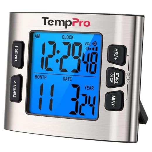 ThermoPro TM02 24 Hours Digital Timer with Dual Kitchen Timers for Cooking, Stop Watches Magnetic Timer Clock with Adjustable Alarm Volume & LCD Backlit Display, Classroom Timer for Kids & Teachers