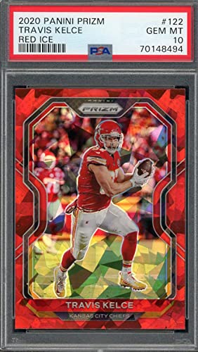 Travis Kelce 2020 Panini Prizm Red Ice Football Card #122 Graded ...
