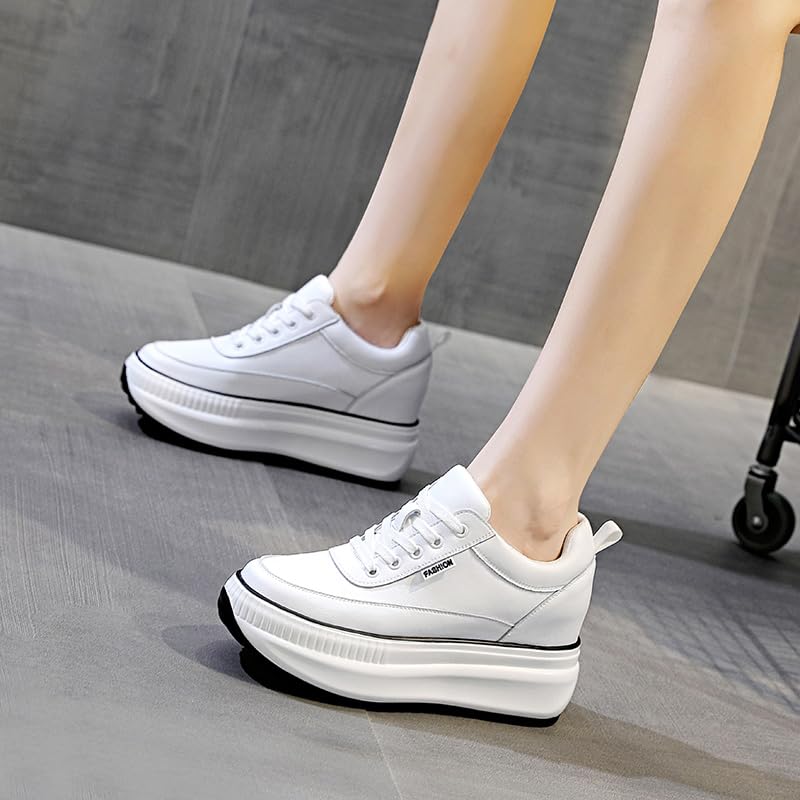 AONEGOLD Scarpe con Zeppa Donna Scarpe Casual con Plateau alla Moda Sportive Fitness Wedges Running Outdoor Sneakers Comode Sneakers Zeppa Interna 8CM