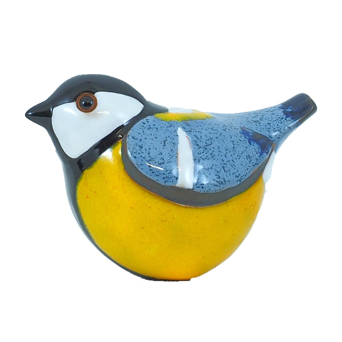 Gartenstecker Keramik Handgefertigt - Gartendeko für Draußen Wetterfest - Garten Deko Keramik - Vogel Gartenfiguren & Gartenstatuen - Blaumeise/Meise