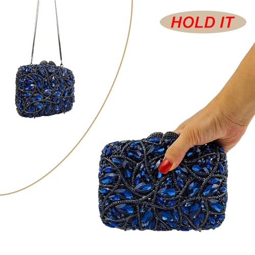 Image of Colorful Crystal Clutch Box Handbag Women Sparkling Evening Bags for Wedding Party Prom Purse