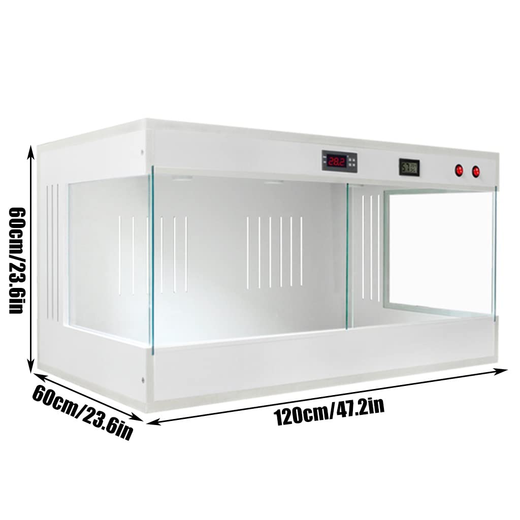 Vetro panoramico in PVC Mantieni caldo Serbatoio per rettili Terrario in vetro Lucertola Geco Tartaruga Pitone Habitat Grande mangiatoia per animali domestici (Bianco 120x60x60 cm)