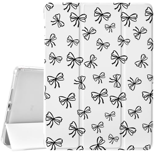 Idocolors Cute Bowknot Pad Case for 10.9 Inch iPad 2022/2025, Clear TPU Smart Stand Back Cover with Pencil Holder, for iPad 10th/11th Generation Auto Wake/Sleep Foldable Protective Case
