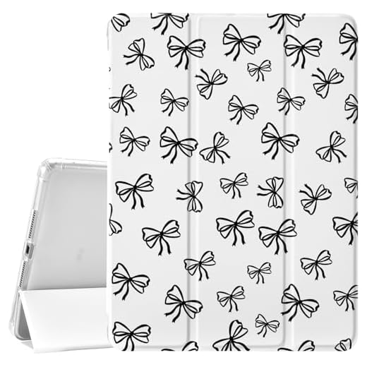 Idocolors Cute Bowknot Pad Case for 10.9 Inch iPad 2022/2025, Clear TPU Smart Stand Back Cover with Pencil Holder, for iPad 10th/11th Generation Auto Wake/Sleep Foldable Protective Case