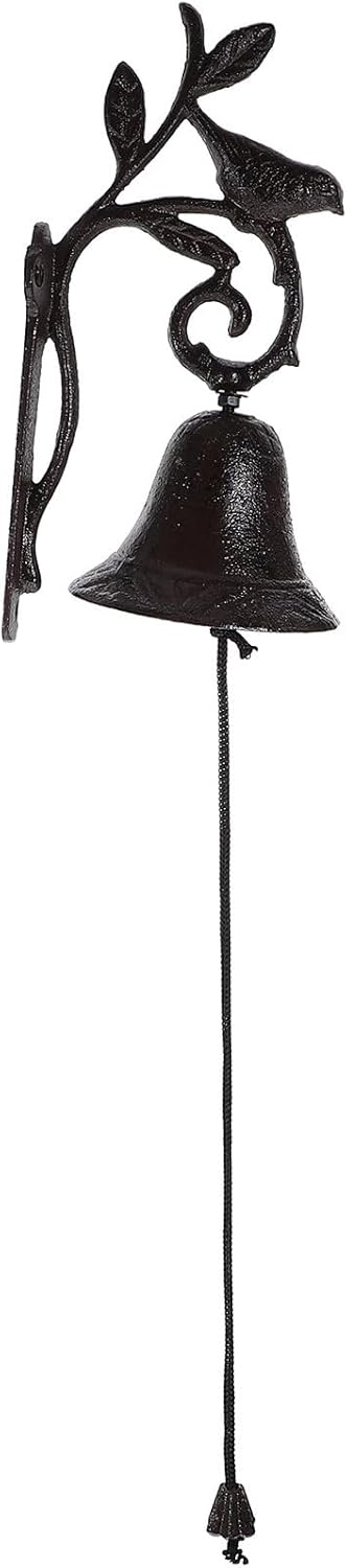 Vintage Iron Doorbell Shaking Wall Mounted Bell Heavy Duty Cast Iron Outdoor Garden Farmhouse Decor Manual Hand Bell for Porch Yard