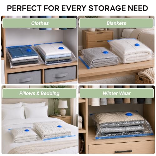 Image of DALUCI Vacuum Bags for Clothes with Pump, Vacuum Storage Bags, Space Saver Compression Bags, Airtight Reusable Vacuum Packing Bags for Travel, Blanket, Bedding & Quilt Storage, Pack of 5