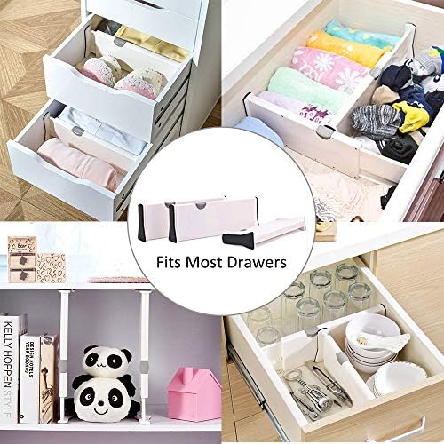VLikeze Adjustable Drawer Dividers, 4-Pack Organizer Separators Expandable Dresser Drawer Organizers Tray Organizer With Anti-Scratch Foam Edges for Kitchen, Bedroom, Bathroom & Office Drawers