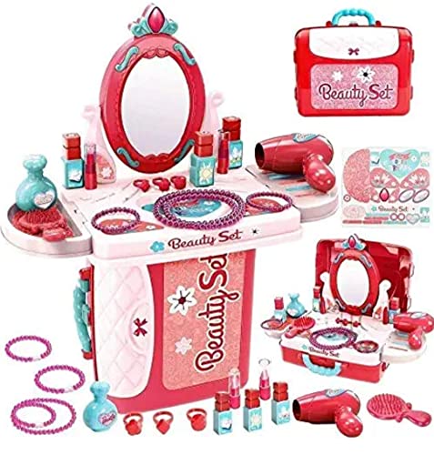 Image of Famous Quality Stylish Beauty Set for Kids Girls, Make Up Suitcase Kit with Makeup Accessories for Kids (Pink)
