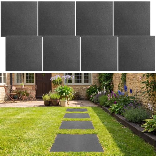 Nuanchu 8 Pcs Rubber Stepping Stones Outdoor 12 x 12 Inch, Square, Gray
