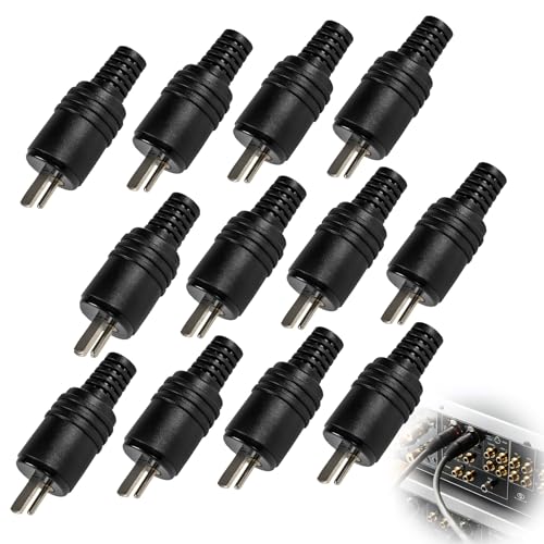 12 Pièces Fiches Haut-Parleur DIN 2 Broches, Connecteurs de Haut-Parleur DIN 2 Broches à Vis, Connecteur Audio HiFi Sans Soudure pour Amplificateur, Enceintes Vintage, Système Stéréo et Projets DIY