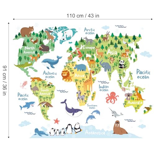 Vinilos Decorativos Mapa Mundial Animal en Vinilo Mate miniatura 6