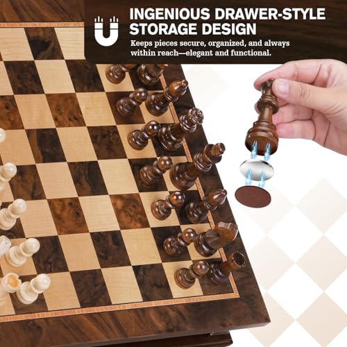Peradix Magnetic Chess Set tablero madera 12" miniatura 4