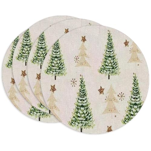 Bseical 4 Piezas Salvamanteles Navidad, 35 cm Manteles Individuales, Lavables de Lino para Celebraciones, Comedores, Fiestas (H)