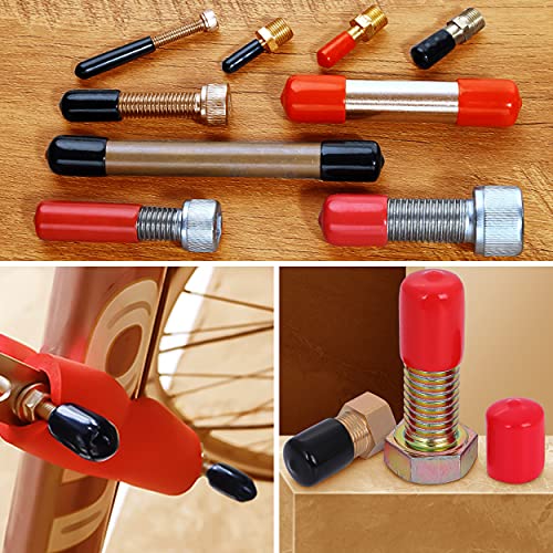 Image of ISPINNER 170pcs Rubber End Caps Assortment Kit, Flexible Bolt Screw Thread Protector Safety Cover in 10 Sizes from 2 /25 inch to 4 /5 inch, Black and Red