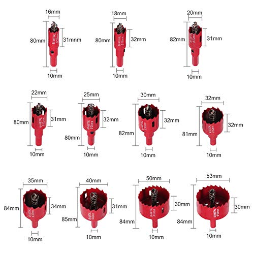Proster Hole Saw Sets - Hole Cutter Set with 11 PCS Drill Bits 15-50mm Stainless High Speed Steel Metal Alloy Hole Saw for Wood Soft PVC Board and Plastic 2 Proster Hole Saw Sets - Hole Cutter Set with 11 PCS Drill Bits 15-50mm Stainless High Speed Steel Metal Alloy Hole Saw for Wood Soft PVC Board and Plastic - Image 2