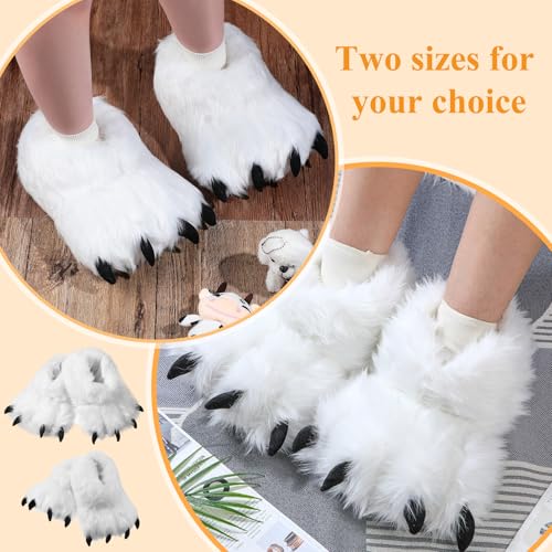 Meanplan Funny Men Slippers Winter Fluffy Animal Paw Shoes Plush Bear Shape Claw Non Slip Slippers Unisex Cute Costume House Shoes for Christmas Birthday Party Cosplay 8-10 Inch2