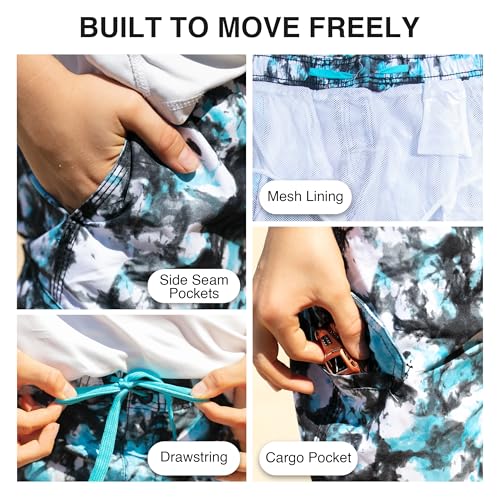 Image of Kanu Surf Boys' Victor Stripe Quick Dry Beach Board Shorts Swim Trunk