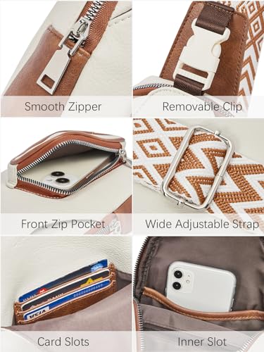 Image of CLUCI Cross Body Bag Large Sling Bag for Women Leather Sling Backpack Fanny Pack Chest Bag for Travel Hiking