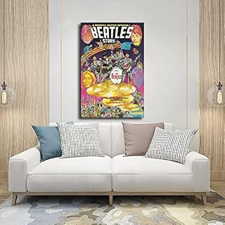 Beatles Comic Book Affiche en métal au look vintage pour décoration murale de salon et chambre à coucher Cadre : 50 x 75… – Image 5