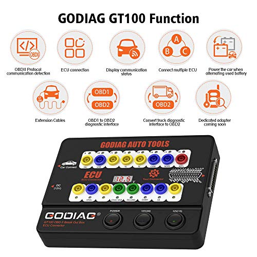 Image of GODIAG Auto ECU Breakout Box, GT100 Breakout Box OBDII Protocol Detector for OBDII Protocol Communication Detection /ECU Tool Maintenance /Diagnosis /Programming /Coding