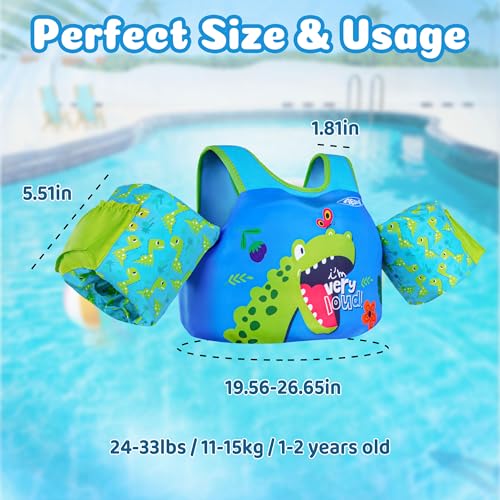 Image of AEOCOO Puddle Float Jumper for Swiming, Toddler Swim Vest for Water Play, Pool Floats with Swimming Arm Floaties Swim Jacket & Water Wings for Kids Swimmies, Boys, Girls, Ninos