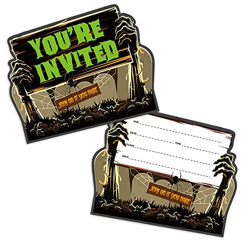 Cusrtyh 15 Sheets Halloween Party Invitation Cards With With 15 Envelopes，Halloween Shaped Fill-In Invitations，Double Sided Halloween Party Invitation Cards，Halloween Party Supplies #TOP4