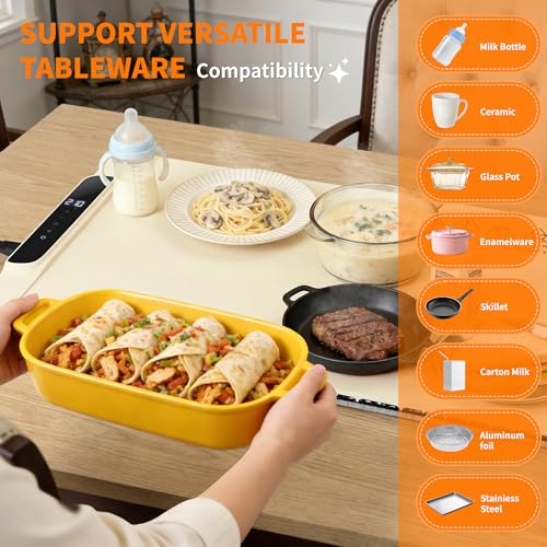 HOTEAGLE Food Warming Mat with Heat Resistant Pad for Family Dinner 26"x15" - image 5