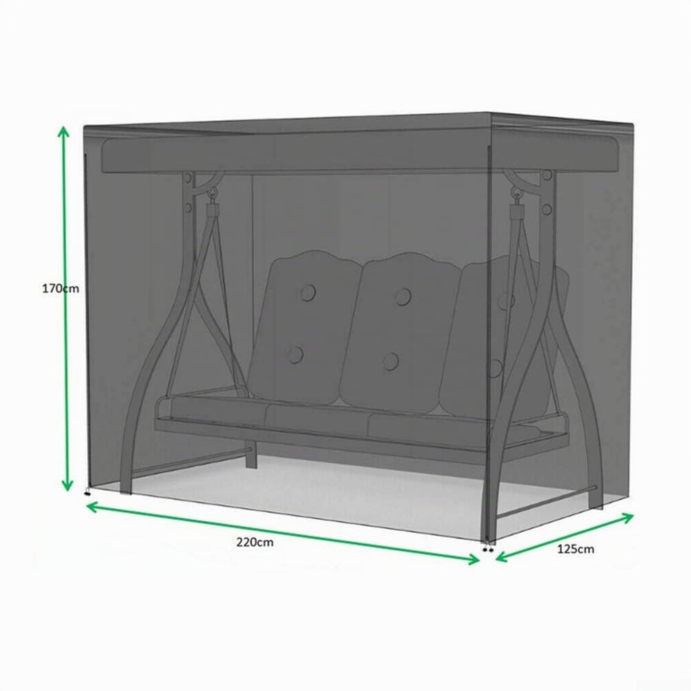 Copertura per dondolo da giardino a 3 posti, impermeabile, in tessuto Oxford 420D, protezione solare, per mobili da giardino e patio (220 x 125 x 170 cm)