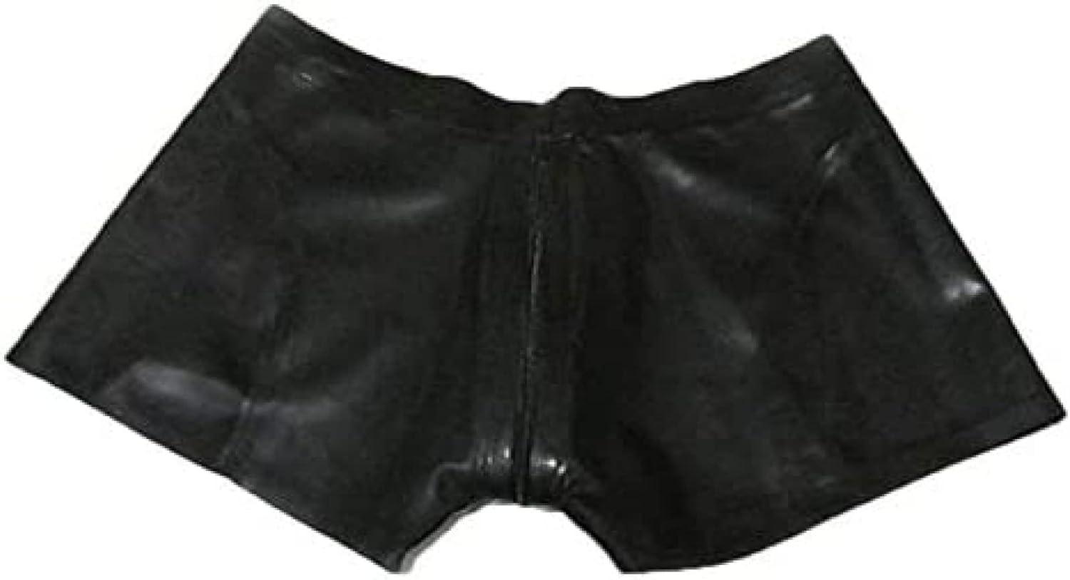 Sexy Latex Men Boxer Black Panties Crotch Zipper Rubber Shorts Underwear Wear,Small