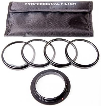 Macro Photography 5-in-1 58mm Kit - Reverse Ring and Close-Up Lenses for Canon Rebel DSLR
