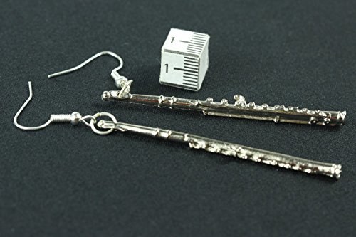 Flûte traversière boucles d'oreille argentées 6cm par Miniblings - 3