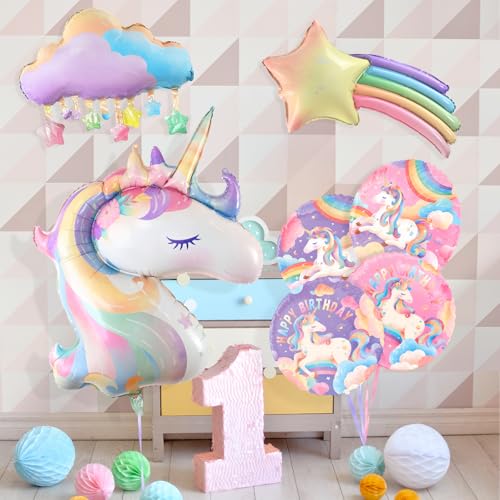 Image of unicorn birthday decorations Kit - Includes Unicorn Balloons for Unicorn 1st Birthday Supplies
