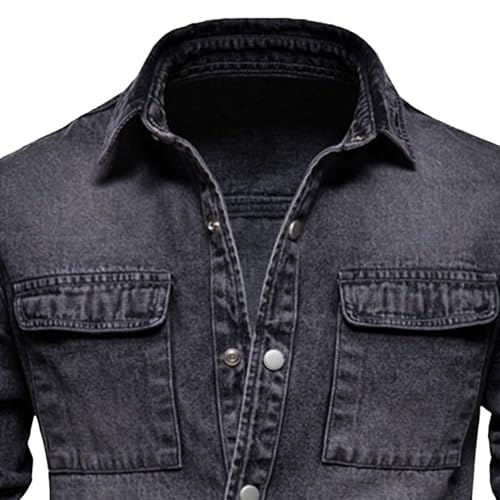 Chaqueta denim ligera para hombre manga larga miniatura 3