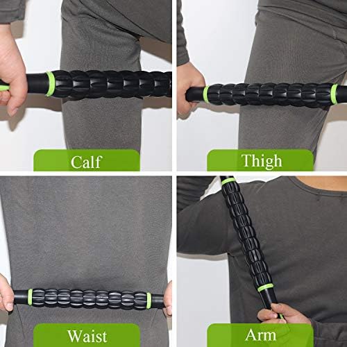 Muscle Roller, Massage Roller Stick for Athletes, Help Reducing Muscle Soreness Cramping Tightness Leg Arms Back Calves Muscle Massager(Black Green) - 4