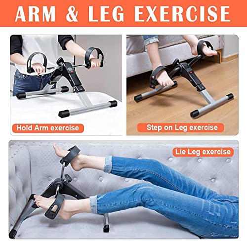 WEONE STORE Pedal Exerciser, Under Desk Bike Stationary Pedal Exerciser for Arm and Leg Workout, Portable Folding Sitting Desk Cycle,Black - Image 7
