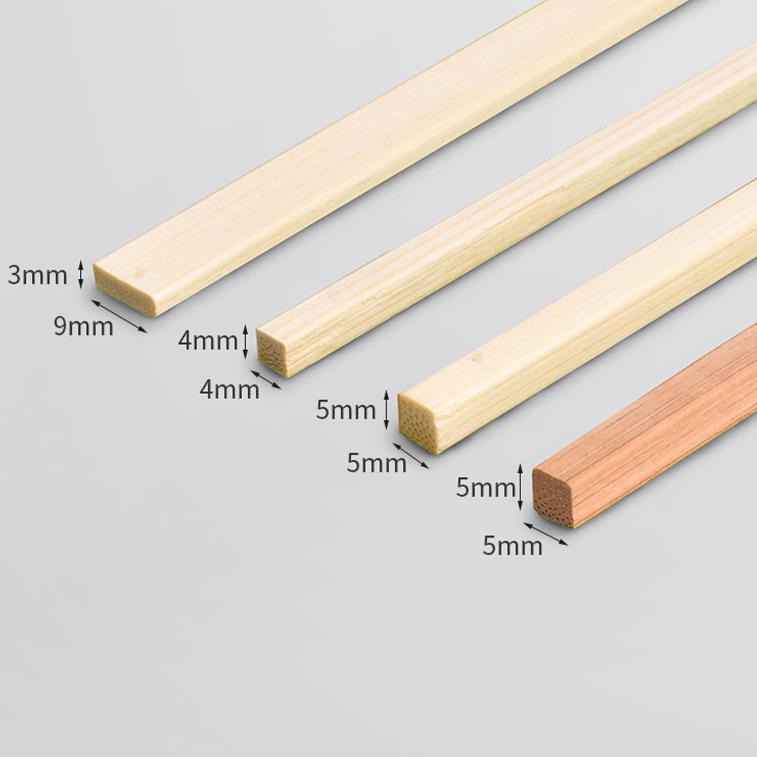 Bastoncini di legno per il bricolage, Aste quadrate con tasselli in bambù naturale Decorazioni for la casa artigianali fai-da-te Costruzione di modelli in confezioni multiple(100Pcs)