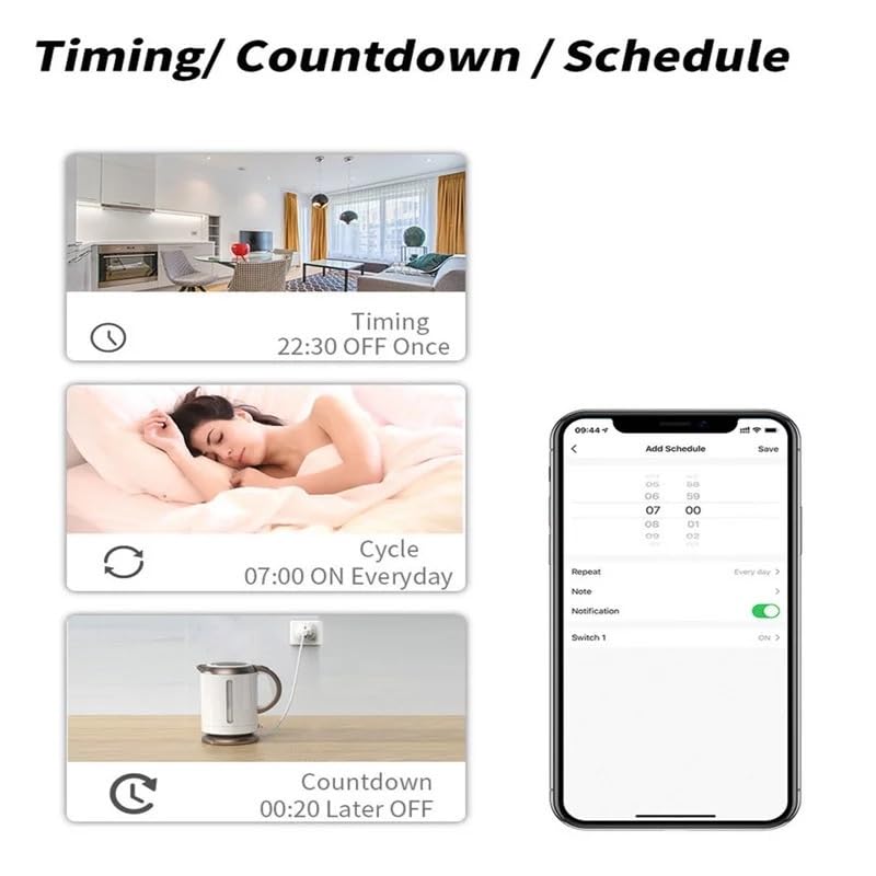 Examples of timing, countdown, and scheduling features