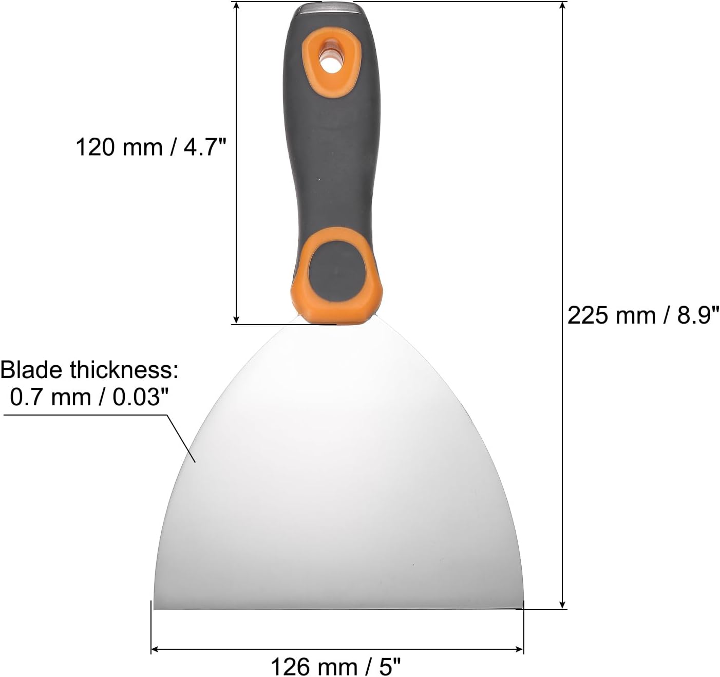 uxcell Putty Knife 5" Stainless Steel Paint Scraper Flexible Drywall Repair Mud Knife for Removing Cement Wallpaper Mud Adhesive Taping with Metal Hammer End