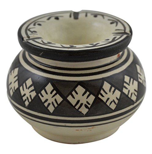 Ceramic Ashtrays Hand Made Moroccan Smokeless Ceramic Medium black white