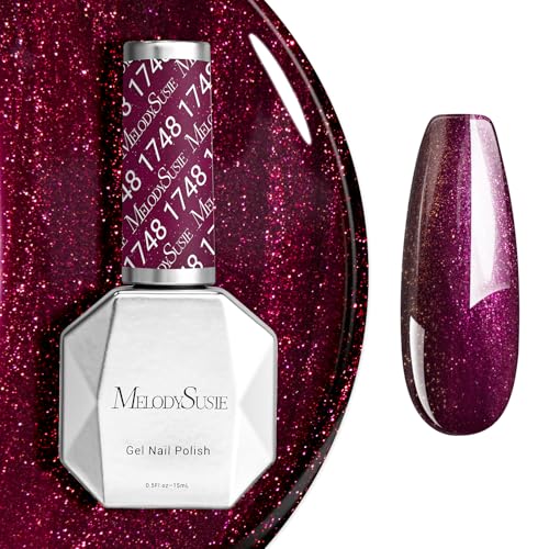 Image of MelodySusie Purple Glitter Gel Nail Polish,0.5fl oz Soak Off UV LED Dark Purple Sparkle Glitter Gel Polish Gift for Women Nail Art Manicure Salon DIY Nail Design Decoration at Home-1748