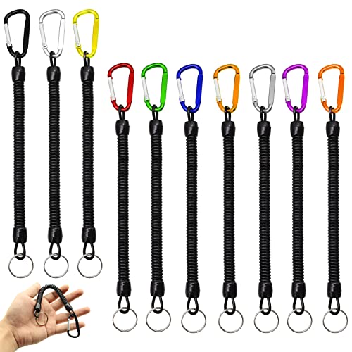 Sprießen 10 Pezzi di Cordino da Pesca Elastico Corda da Kayak Pinze di Sicurezza, Moschettone, Attrezzi da Pesca Accessori per Attrezzi da Pesca, Chele di Pesce, Kayak, Campeggio e Caccia