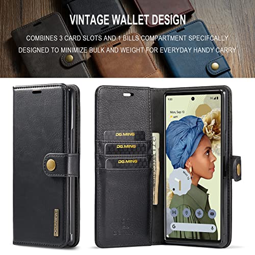 Étui Google Pixel 6 Pro en cuir véritable rétro avec coque amovible