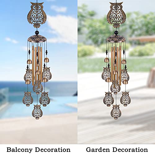 Solawindchime Owl Wind Chimes Outdoor, Owl Bronze Wind Chime, Owl Gift Wind Chimes, Owl Wind Bell, Owl Gifts For Women, Wind Chime For Home, Garden, Indoor, Outdoor Decoration, Garden Owl Wind Chimes #TOP5