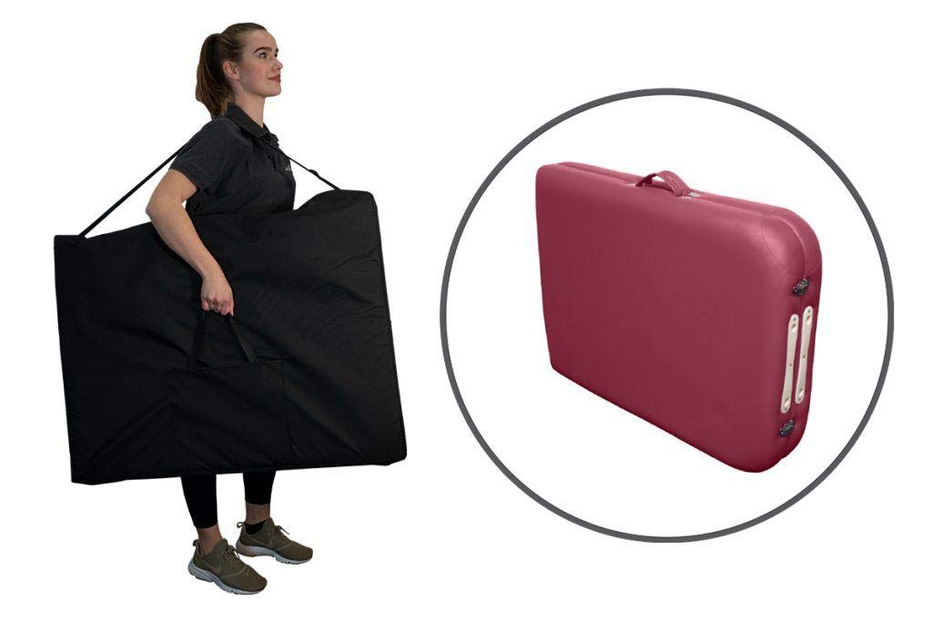MASSUNDA – Camilla Masaje Plegable móvil Montana de Altura Regulable - Camilla estetica sólida Madera Maciza - Camilla Plegable con reposacabezas ergonómico, reposabrazos y cojín Cervical (Borgoña)