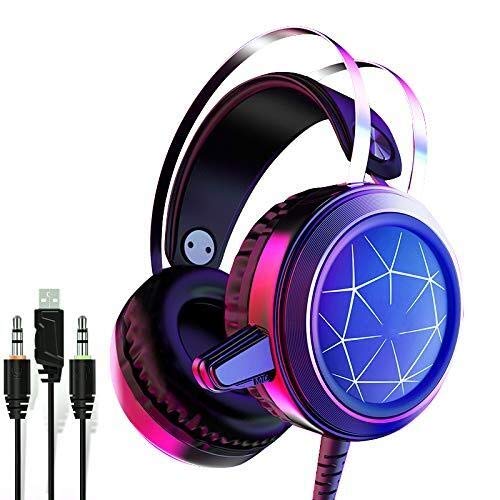 XSERNR ng Headset ng Headset Stereo Surround Headband Headphone Wired Microphone USB 3.5mm with LED for PC Headset (Size : A) qujunji