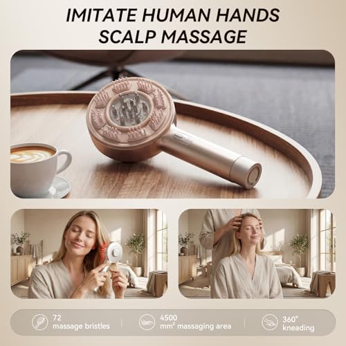 DZAVOK Electric Scalp Massager, 3-in-1 Scalp Care Brush with Oil Applicator, Waterproof IPX7, for Cleaning, Relaxation, and Healthy Scalp — view 4